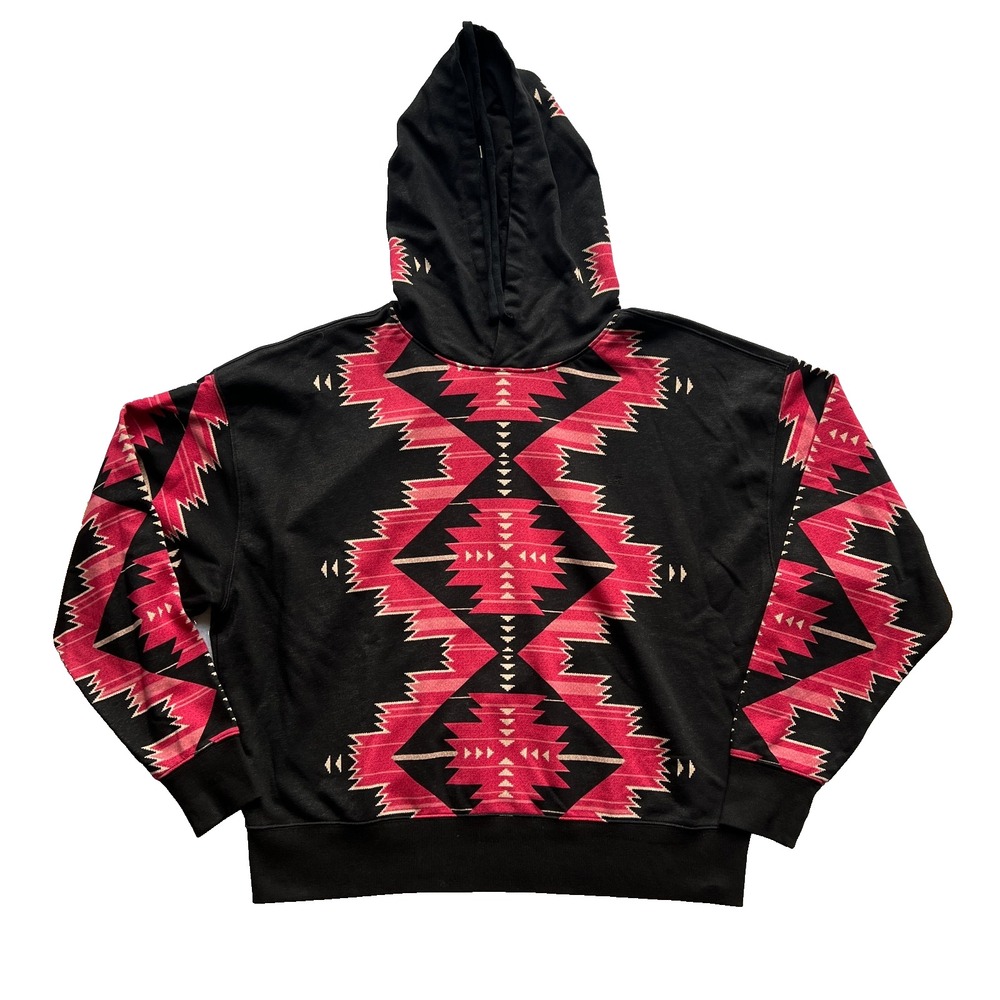 Lauren Ralph Lauren L Black Label Tribal Aztec Black Pullover Hoodie Sweatshirt